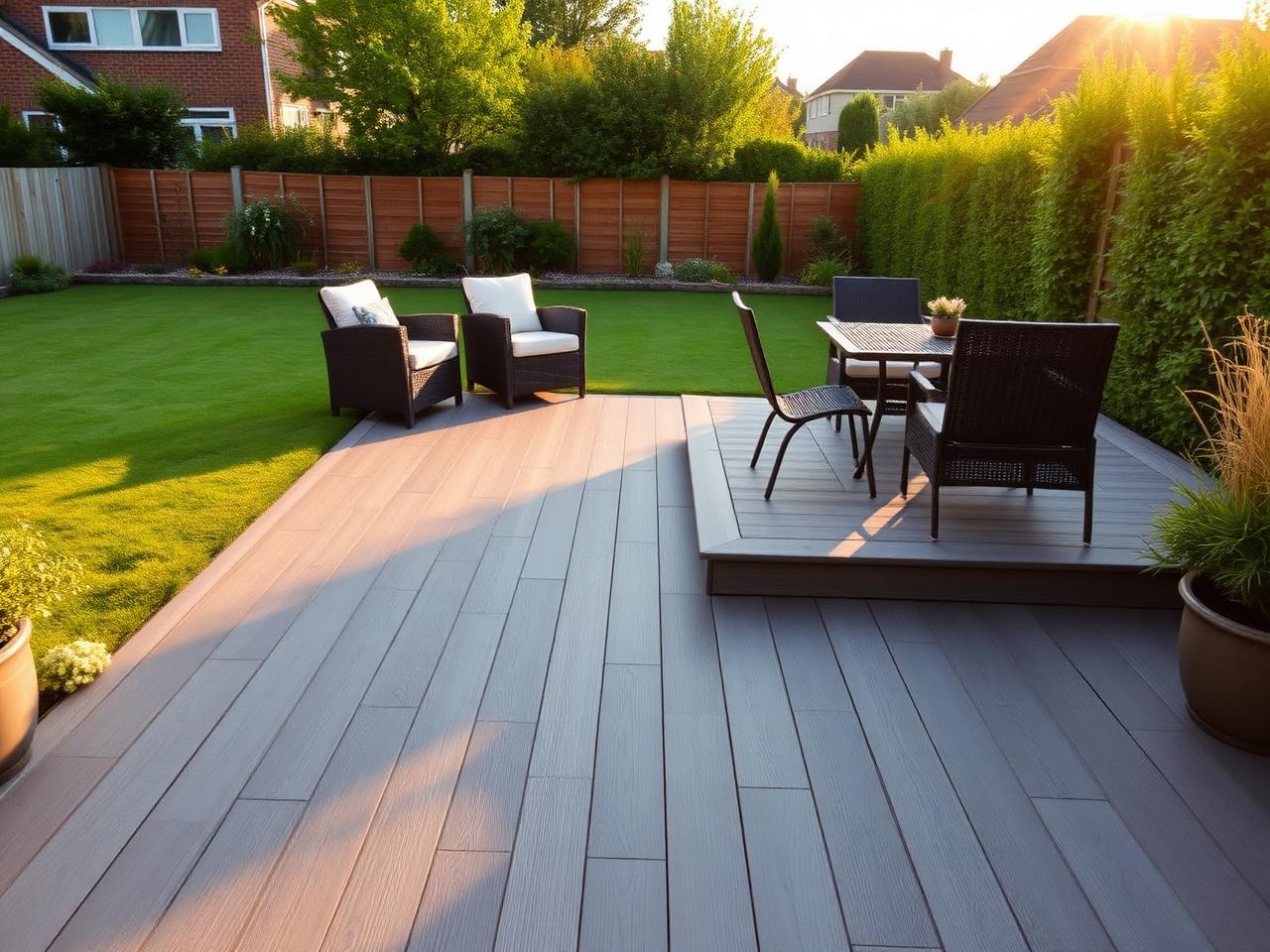 Composite garden decking in UK back garden